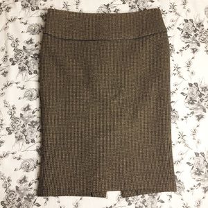 Zara Basic | Brown Tweed Pencil Midi Skirt